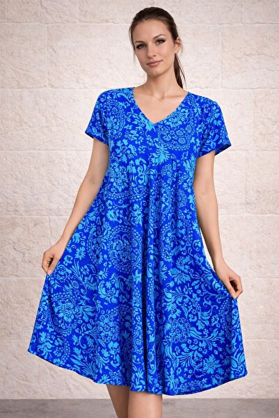 AGORATEKSTİL Γυναικείο φόρεμα από ύφασμα βισκόζης με σχέδιο κοπής, κανονικό μ...