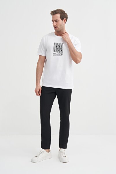 Cazador 41720 Tricou alb cu gât turnat pentru bărbați