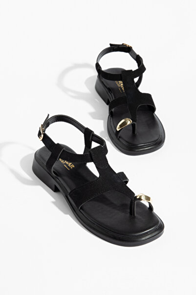MS SUGAR SHOES Ženske zlatne sandale sa T-remenom i flip-flop dizajnom