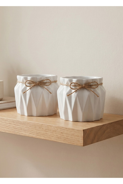 mora store Dekoratif Beton Saksı Seti 2'li Sukulent Kaktüs 8cm*11cm