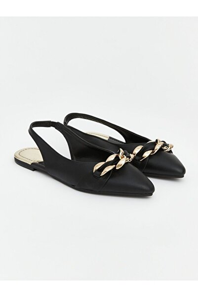 LC Waikiki LCW STEPS Μπαλαρίνες με μυτερή μύτη και λεπτομέρεια αλυσίδας στο π...