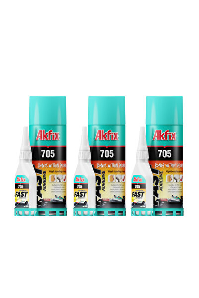 Akfix Set 3 bucati Adeziv universal 705, 50 gr + 200 ml, lipire rapida cu act...
