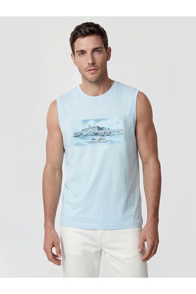 LC Waikiki LCWAIKIKI Classic Bisiklet Yaka Ibiza Baskılı Erkek Kolsuz Tişört