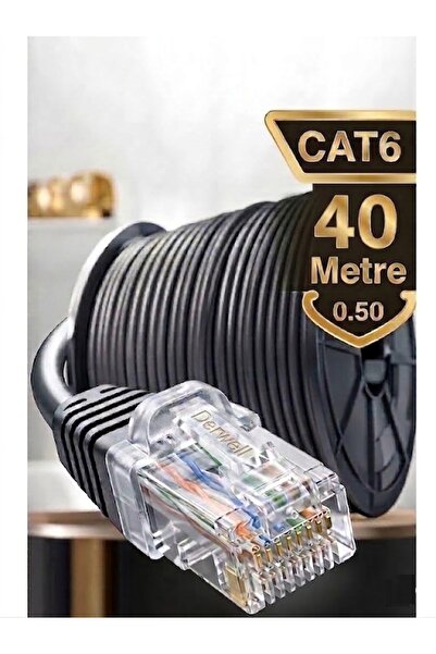 Derwell 40 Metre Dış-İç Ortam Mekan Bakır Tel Cat6 Internet Kablosu Yüksek Hı...