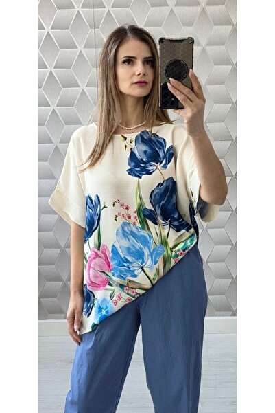 styleFlex Bluză din vascoza 100% cu imprimeu floral 3D