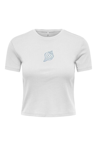 ONLY Γυναικείο Λευκό Onlkira S/s Bling Κοντό Τοπ Jrs T-shirt 15346419-Brightwhi