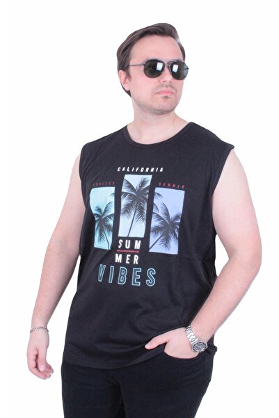 MocGrande Tricou fără mâneci imprimat mărime mare Summer Vibes 26125 NEGRU
