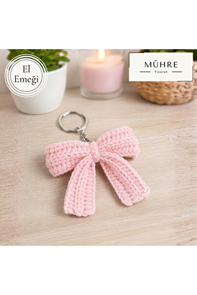 mühre Bow Detail Ribbon Keychain Bag Charm Handmade Knitted Gift