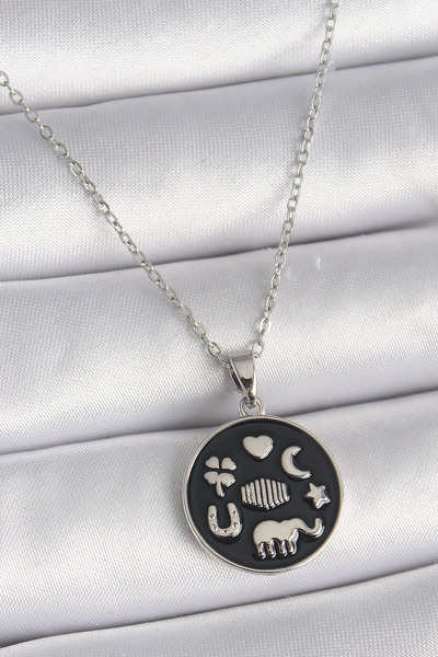northcity n 316L Steel Luck Necklace Silver/Black - Rust-Proof and Durable