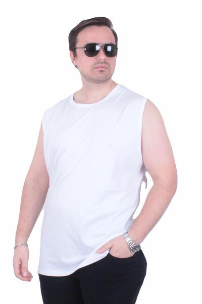 MocGrande Tricou fără mâneci cu imprimeu, mărime mare, Life is Never 26121 ALB