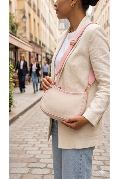 RMY MODA Canvas Textured Shoulder and Arm Bag with Adjustable Strap