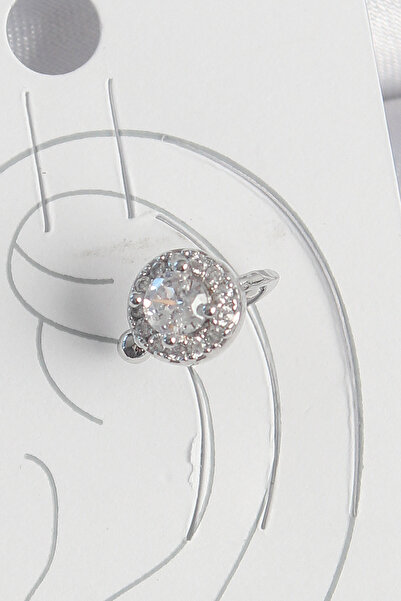 Twin Store Brass Silver Color Zircon Stone Women's Cartilage Model Earrings