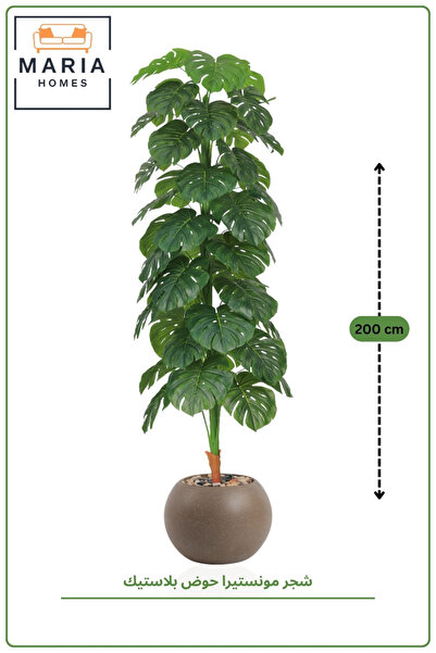 MARIA HOMES 228 cm Tall Artificial Monstera Plant with Speckled with Pot for ...