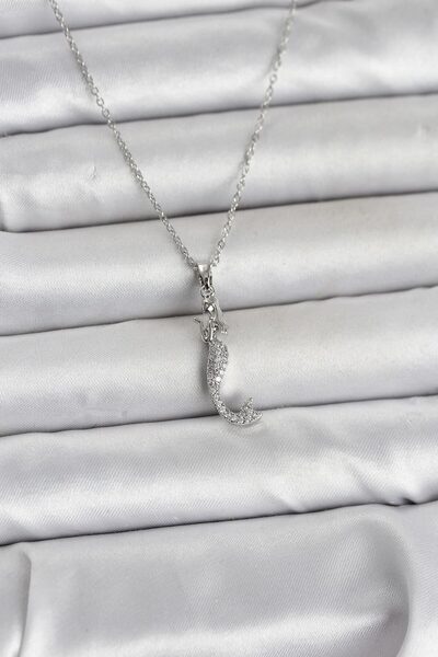 Beta Moda Hub 316L Steel Chain Silver Color Zircon Stone Mermaid Model Women'...