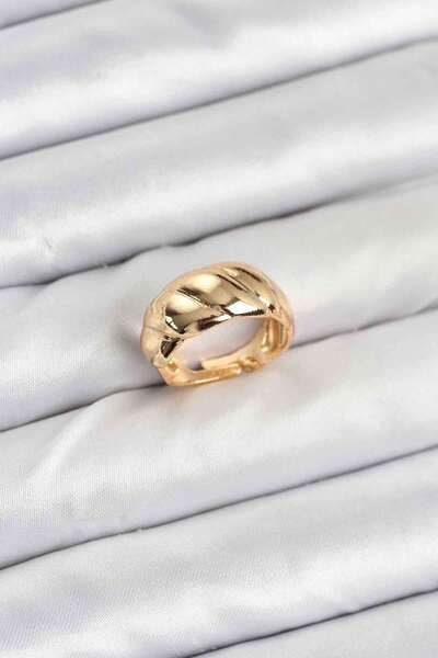 northcity n Gold Color Curved Spiral Ring - Adjustable Brass Ring