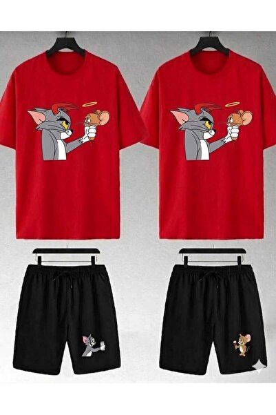 Nice Clothes تي شيرت صيفي للأطفال شورت للجنسين (طباعة توم وجيري 2 لي بويز)