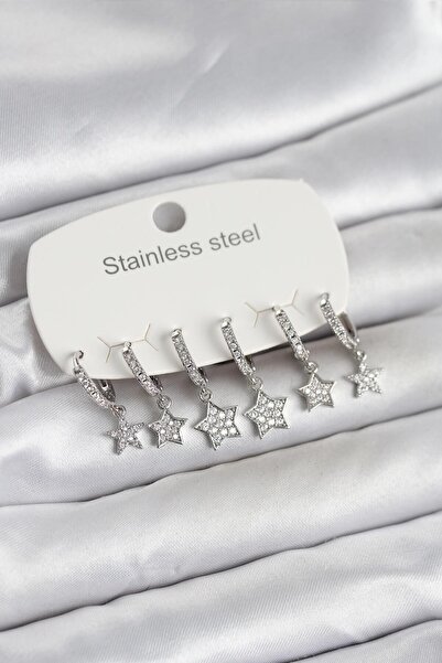 Generic Brand 316L Steel Silver Color 6 &amp; # Set of 39 Star Model Women's ...