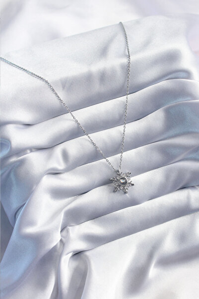 Hobibahçem 316L Steel Gold Color Zircon Stone Snowflake Projection Model Wome...