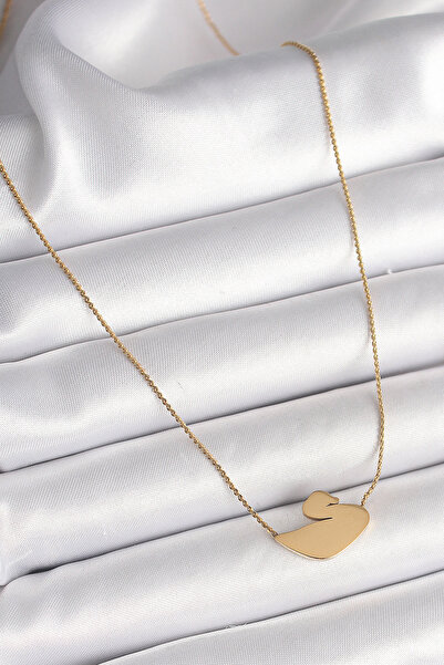 Hobibahçem 316L Steel Gold Color Chain Swan Model Women's Necklace
