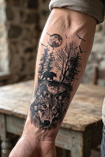 BP Tattoo Kurt Geçici Dövme Gerçek Dövme Görünümlü Kurt Dövmesi