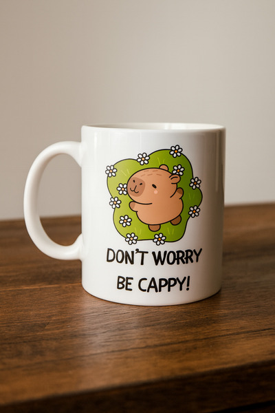Beta Moda Hub Don'T Worry Be Cappy Design Mug Model 231 Cute Capybara Printed...
