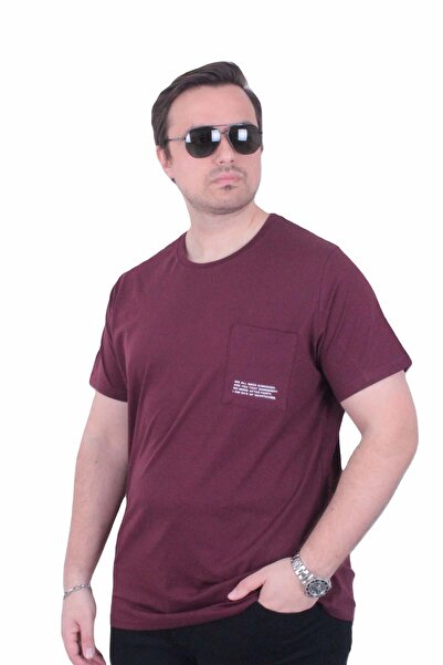 MocGrande Tricou cu gâtul în formă de O pentru bărbați, mărime mare, cu buzun...