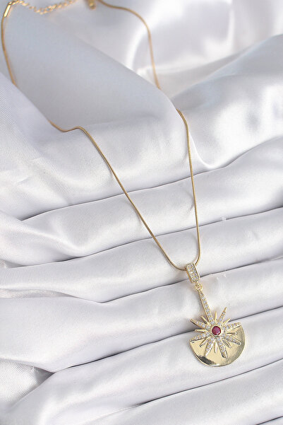 Hobibahçem 316L Steel Gold Color Zircon Stone Star Model Women's Necklace