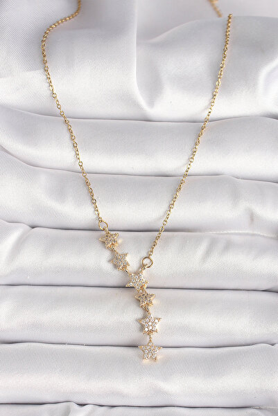 Generic Brand 316L Steel Gold Color Chain Zircon Stone Star Model Women's Nec...
