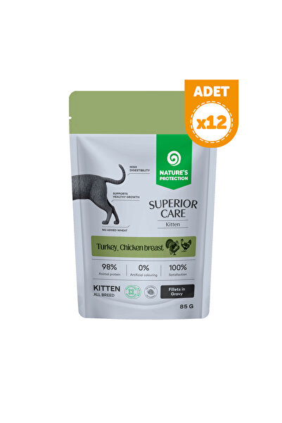 Nature's Protection Superior Care Hindi & Tavuk Göğüslü Sos İçinde Yavru Kedi Yaş Maması 85g (12 Adet)