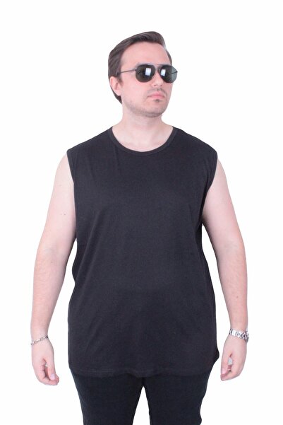 MocGrande Tricou fără mâneci cu imprimeu, mărime mare, Life is Never 26121 NEGRU