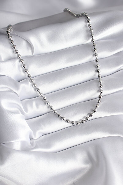 Hobibahçem Brass Silver Color Ball Detail Women's Necklace