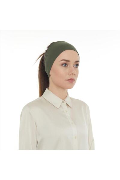 İSTANBULSTYLEMODA Dikişsiz Silikonlu Bandana Bone - Haki Yeşil