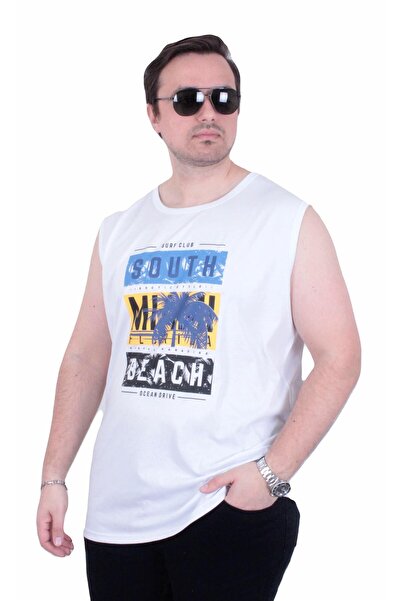 MocGrande Αμάνικο μπλουζάκι με στάμπα μεγάλου μεγέθους Miami Beach 26126 ΛΕΥΚΟ