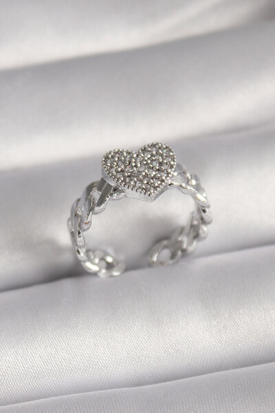 Twin Store Brass Silver Color Zircon Stone Model Women's Ring