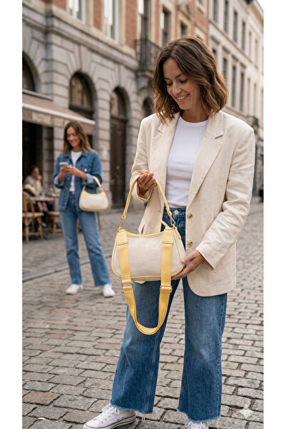 RMY MODA Canvas Textured Shoulder and Arm Bag with Adjustable Strap