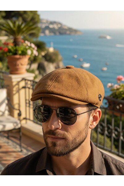 awix Men's Cashmere Draped 8-Piece Cap Peaky Blinders Style Autumn and Winter...