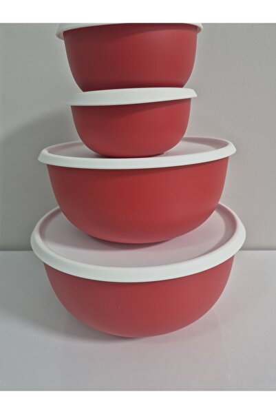 Tupperware Yonca set kırmızı 4'lü saklama kabı