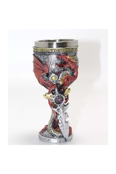 CAVAŞ sun hat Dragon and Sword Themed 3D Embossed Steel Goblet Cup Product Di...