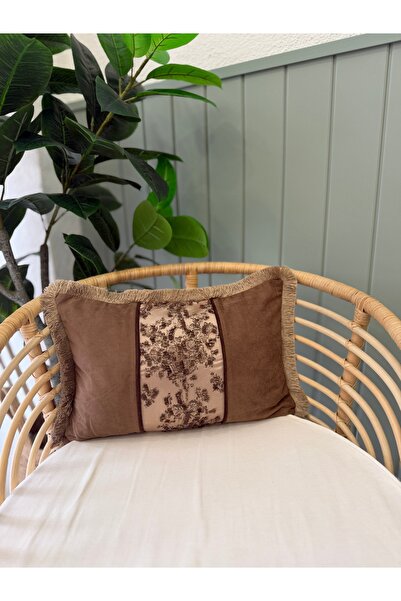 Decamor home Καφέ κάλυμμα μαξιλαριού σαλονιού με φούντες