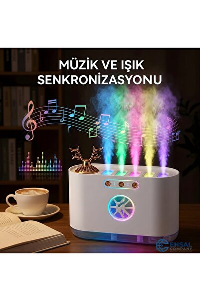 Alaska Ultrasonik Hava Nemlendirici Buhar Makinesi 5 Sprey Rgb Modlu Sese Duy...