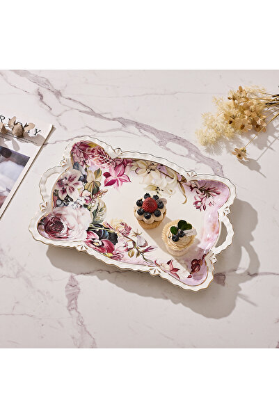Malooki Πορσελάνινος δίσκος σερβιρίσματος με vintage φλοράλ σχέδιο, ενσωματωμ...