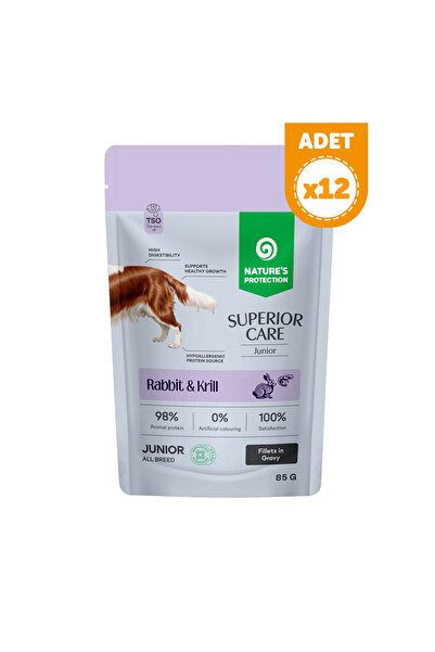 Nature's Protection Superior Care Tavşanlı & Krilli Sos İçinde Yavru Köpek Yaş Maması 85g (12 Adet)