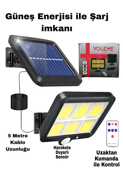 efmues Solar projektör uzaktan kumandalı 5 Metre kablolu güneş enerjili proje...