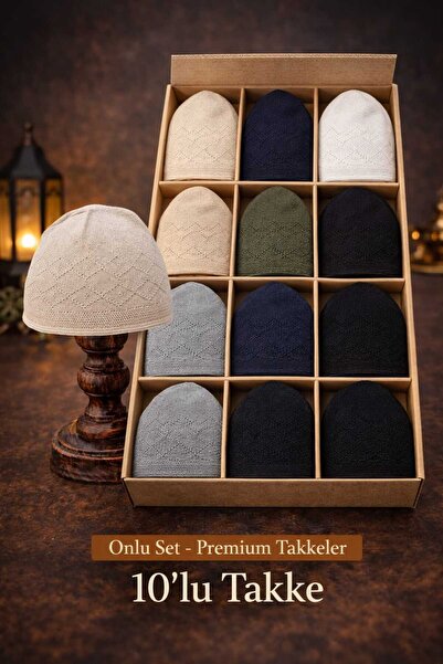 Takke ® İhtişam Seti 10’lu – Erkek Namaz Takkesi Farklı Renklerde – Nefes Ala...