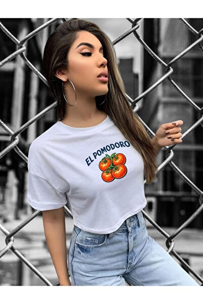 E-ROMA ΜΠΛΟΥΖΑΚΙ ΚΡΟΠ ΜΕ ΣΤΑΜΠΑ ΝΤΟΜΑΤΑΣ 3UT5