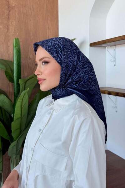 Şulemoda Giyim Μαλακό κασκόλ Dalga Crash σε μπλε ναυτικό