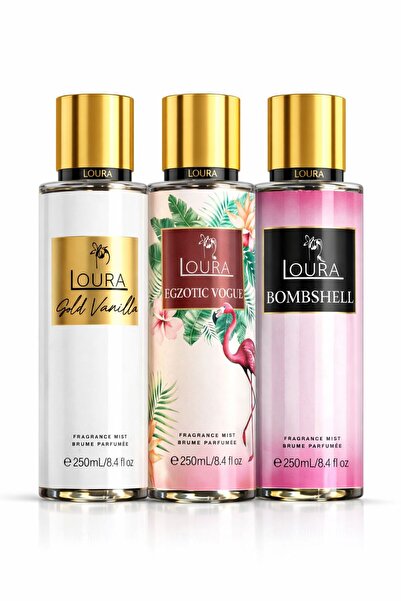 Loura Cosmetic Σετ Loura Σπρέι Σώματος 3x250ml Γυναικείο Σπρέι Σώματος Χρυσή ...