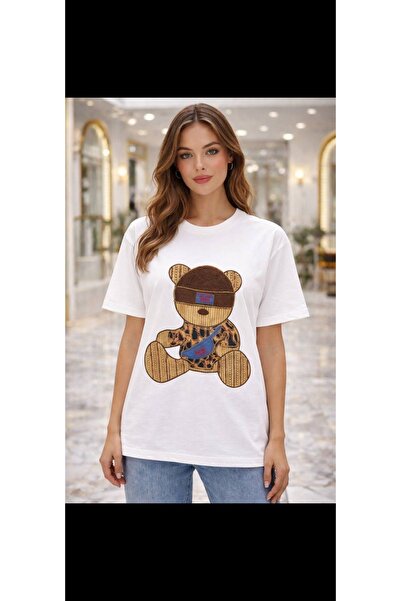 Malkan Γυναικείο μπλουζάκι από 100% βαμβάκι, με στάμπα, κοντό μανίκι και λαιμ...