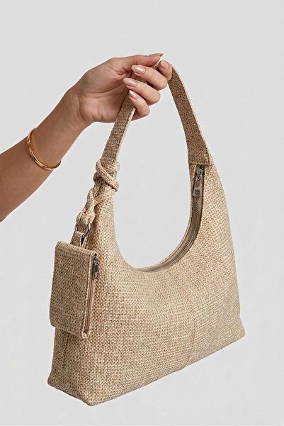Lilivo Bags Linda Cüzdan Detaylı Hasır Görünümlü Kadın El ve Omuz Çantası