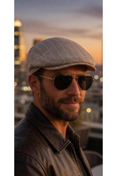 awix Men's 100% Cotton Summer Striped Linen Peaky Blinders Style Cap